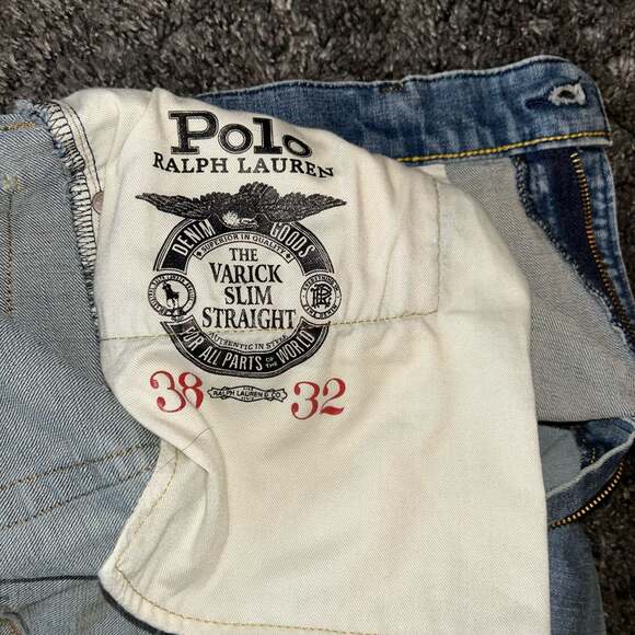 Polo Ralph Lauren Varick Slim Straight Jeans Light Wash Denim 38x32 - Picture 3 of 6